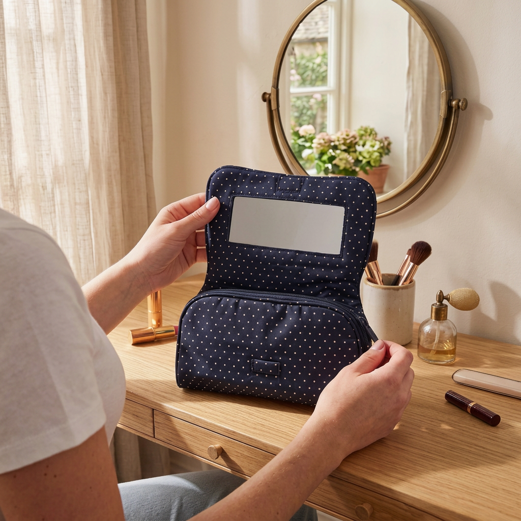 Polka Dot Mirror & Makeup Pouch