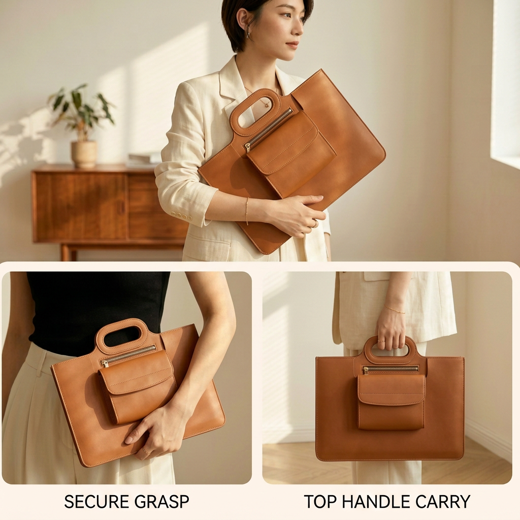 Teeno scenes mein reference wale tan laptop bag ka design